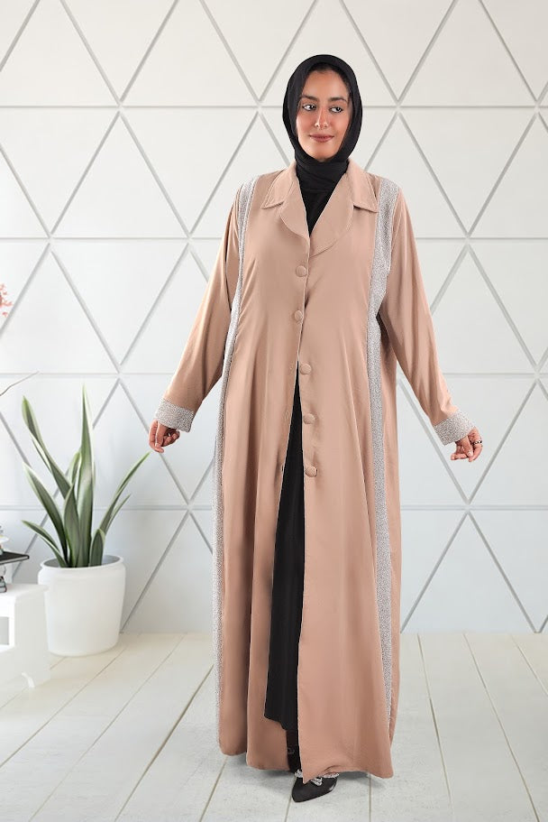 Elegant Contrast Panel Abaya