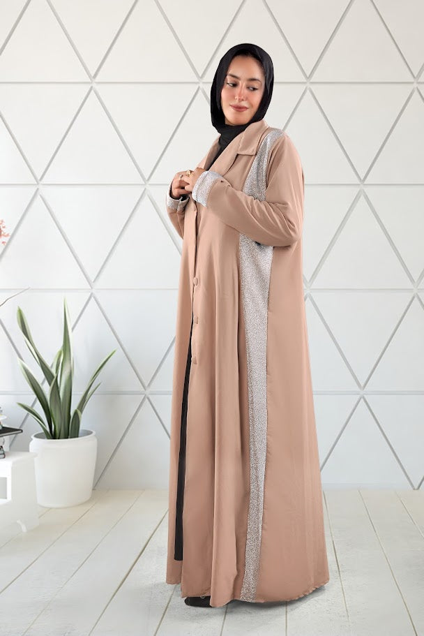 Elegant Contrast Panel Abaya