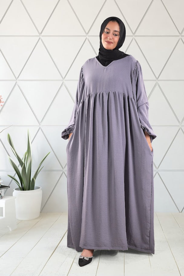 Flowy Batwing Abaya with Gathered Waist