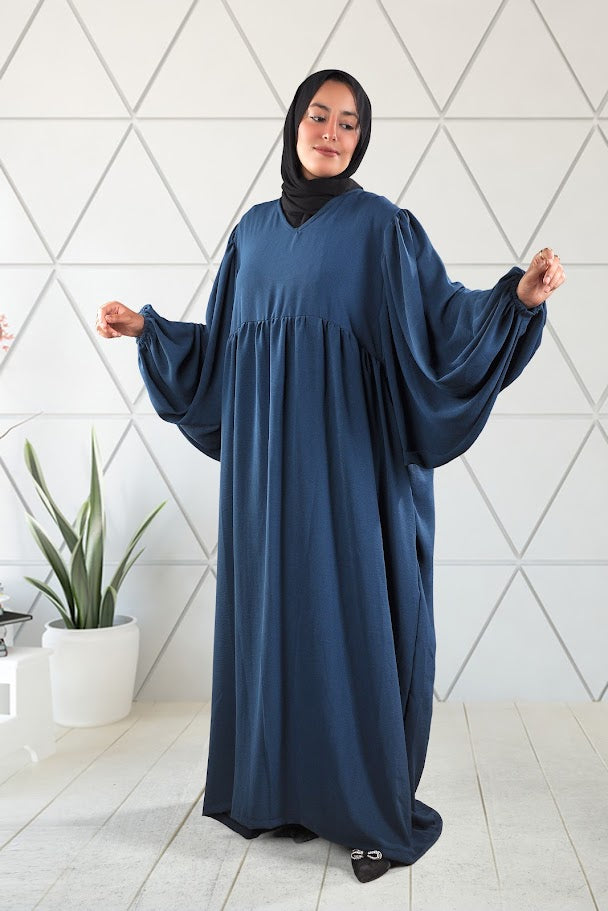 Flowy Batwing Abaya with Gathered Waist