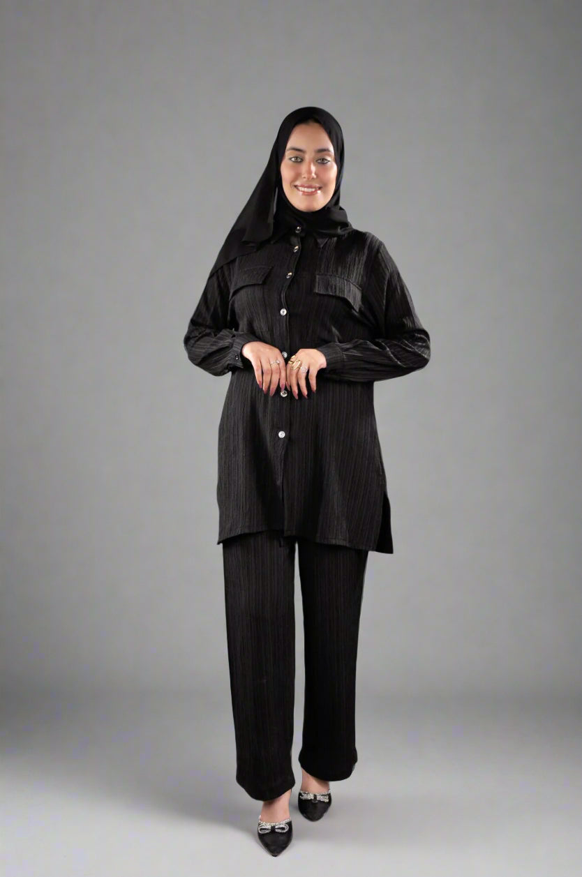 Black Pleated Modest Set