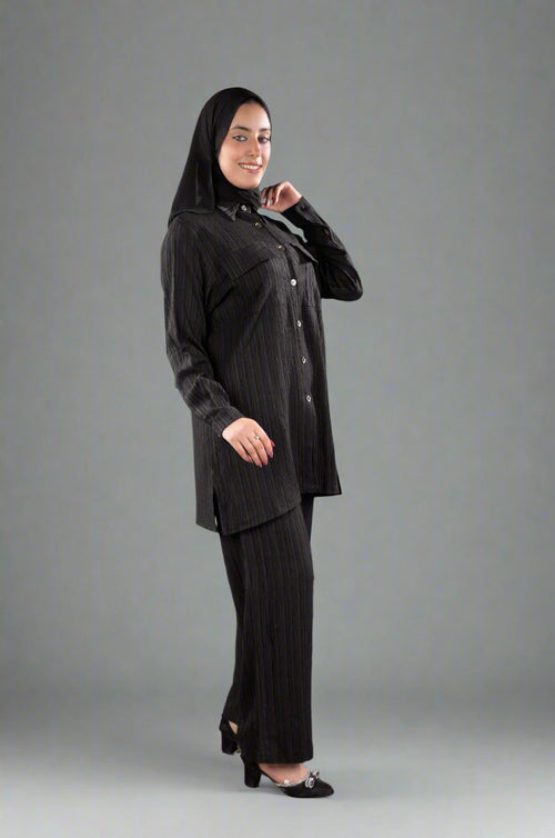 Black Pleated Modest Set