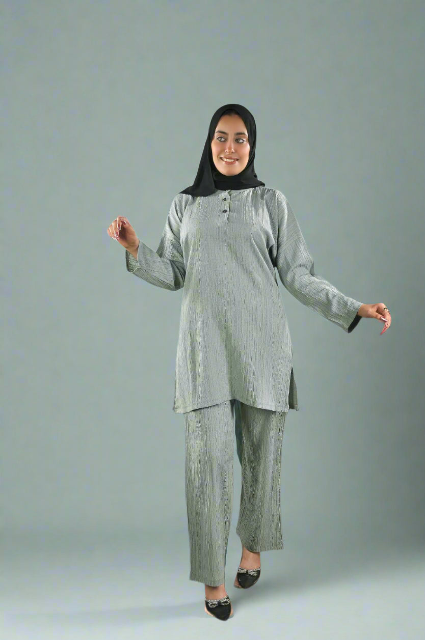 Sage Green Pleated Modest Set