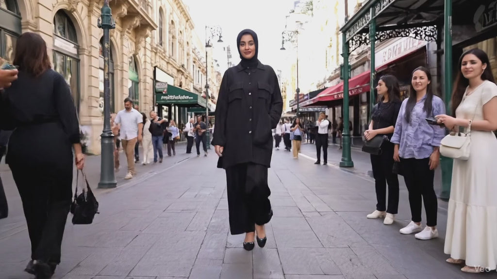 Black Pleated Modest Set